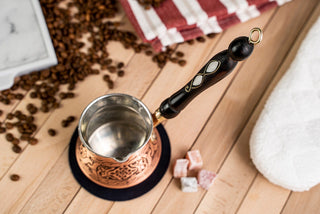 Pure Copper Turkish Coffee Pot for 2 Persons with Wooden Handle – 400ml Handmade - Alfiq's Store