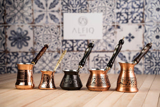 Handmade Copper Coffee Pot with Long Wooden Handle – 300ml Turkish Coffee Maker - Alfiq's Store