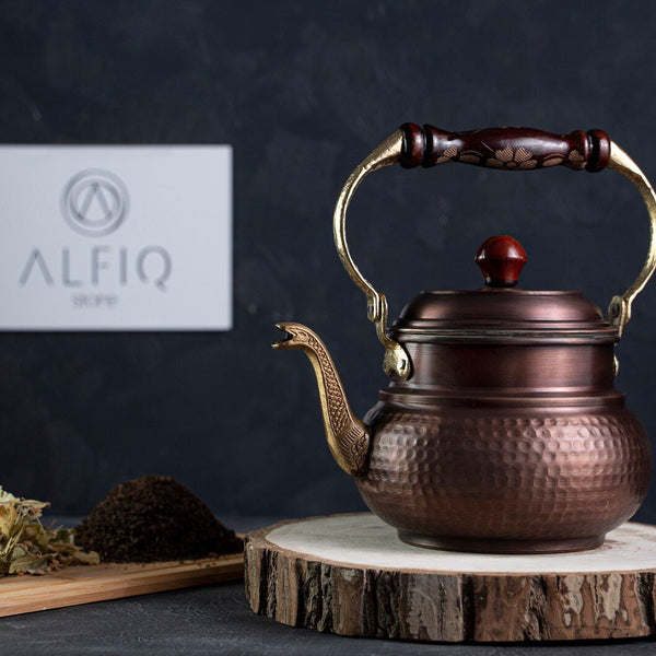 Solid Copper Stovetop Teapot, 1.6 Quart Dark Finish