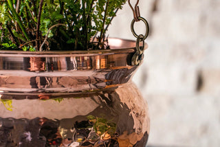 copper hanging planter Hammered Solid Copper Hanging Planter Bowl – Unique Housewarming Gift