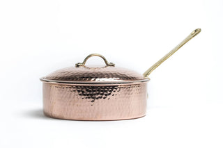 Solid Copper Saucepan with Lid | Handmade Copper Pan Cooking Pot | Handled Turkish Copper Kitchen Utensil Sets - Alfiq's Store
