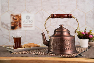 Handmade Engraved Dark Solid Copper Teapot – 1.6 Quart Stovetop Kettle - Alfiq's Store