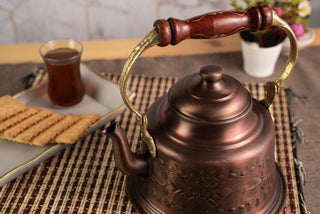 Handmade Engraved Dark Solid Copper Teapot – 1.6 Quart Stovetop Kettle - Alfiq's Store