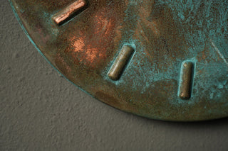 Handmade Green Patina Copper Wall Clock – 270mm Solid Copper Wall Art - Alfiq's Store